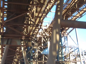 Steel structures abound everywhere conveying ore.