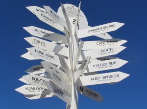 Sign at town lookout might indicate Mt Isa considers itself the centre of the earth.